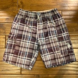 US POLO ASSN Plaid Swim Trunks